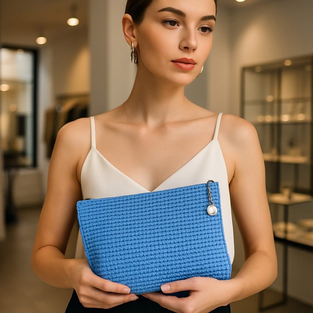 Pochette uncinetto azzurra