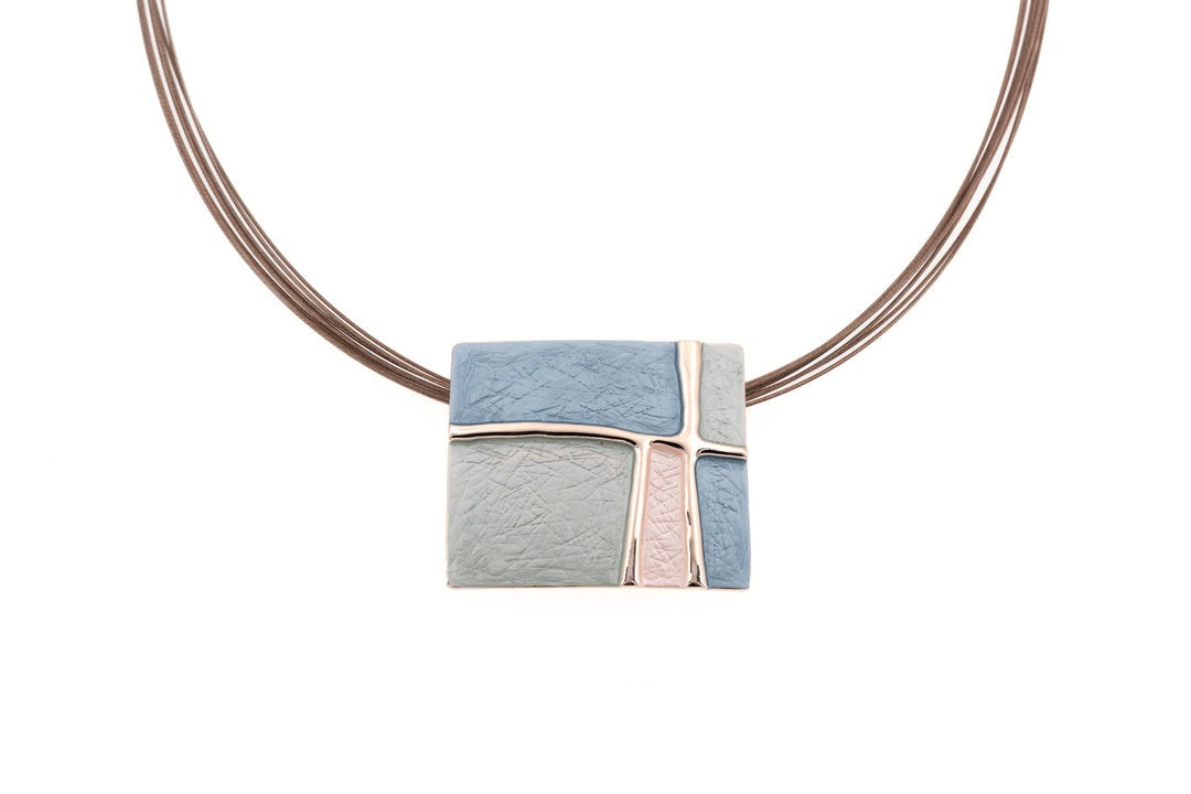 Collana quadro astratto azzurro