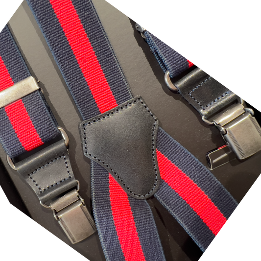 Bretelle Uomo a Righe Blu e Rosse