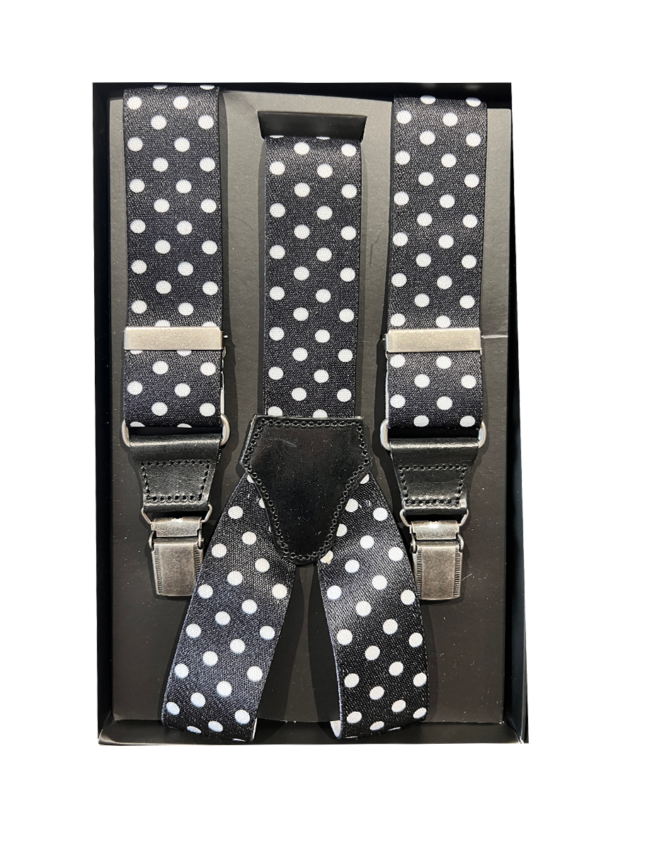 Bretelle Uomo Nero a Pois Bianco