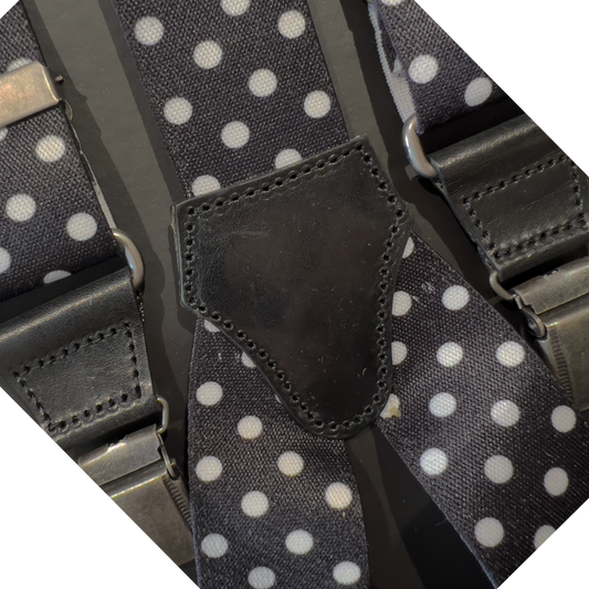 Bretelle Uomo Nero a Pois Bianco