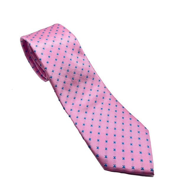 Cravatta in tessuto a fantasia rosa e azzurro