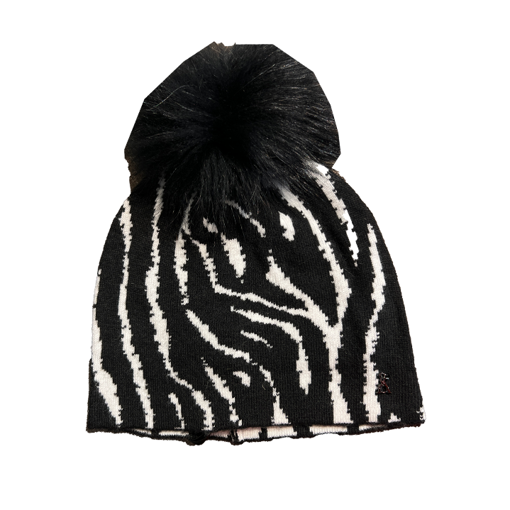Cappello in maglia con pom pon fantasia zebrata - Tentazioni Verona