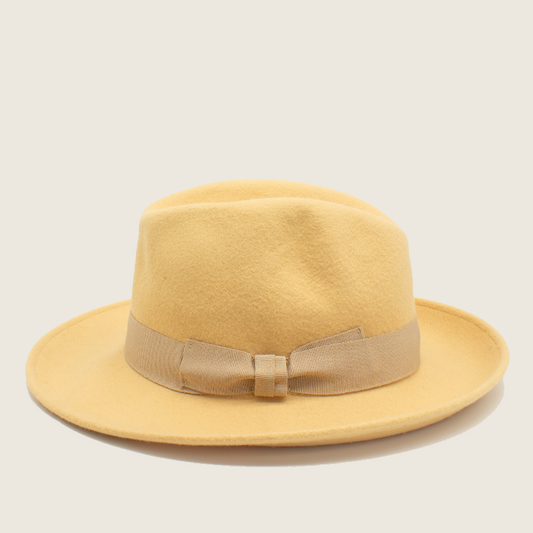 Cappello con Tesa larga tipo Borsalino Beige chiaro