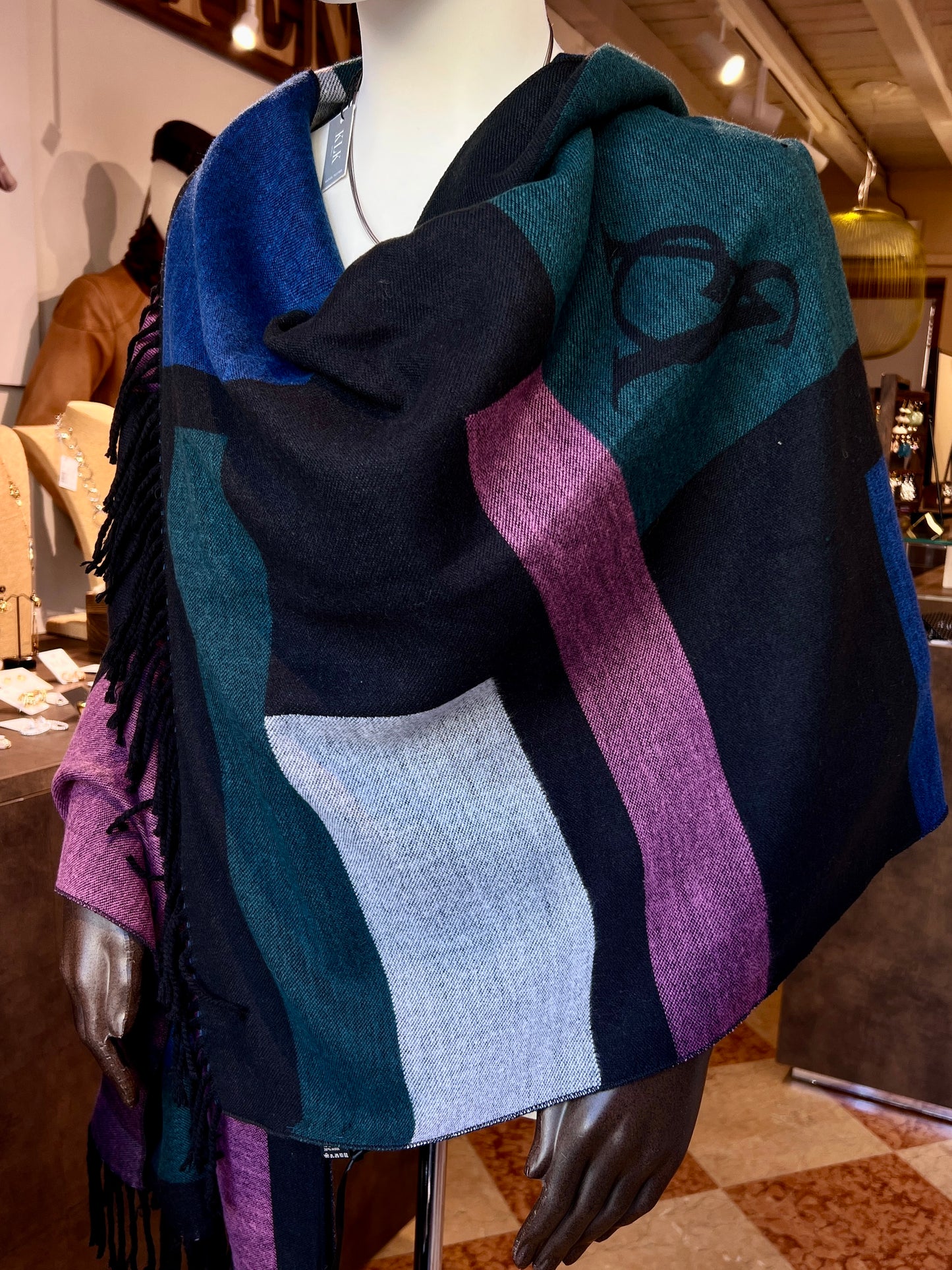 Sciarpa donna  multicolor con frange