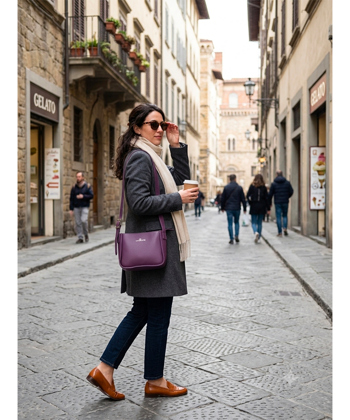 Borsa a Spalla in pelle Bottalata Viola