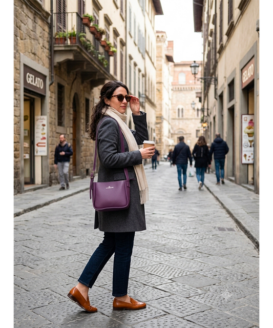 Borsa a Spalla in pelle Bottalata Viola - Tentazioni Verona