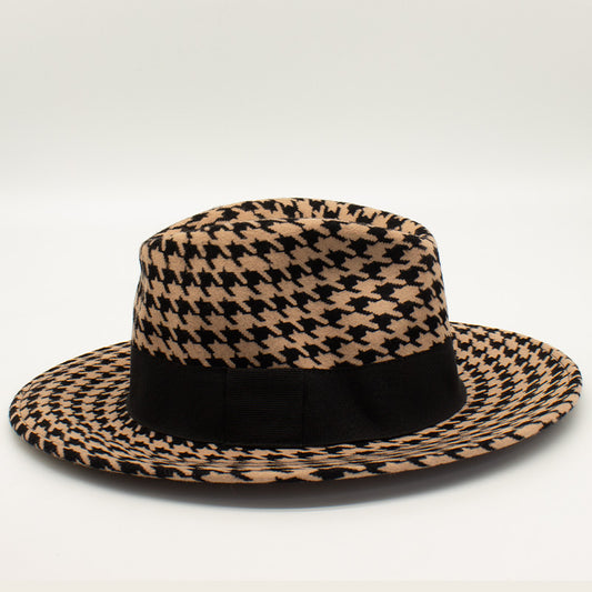 Cappello Donna casual stampa pied de poule Beige