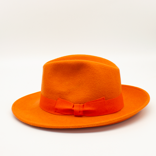 Cappello con Tesa larga tipo Borsalino Arancione