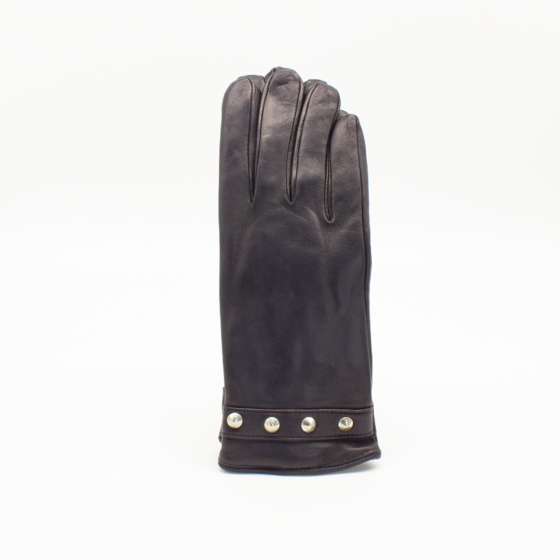 Guanto Donna in Pelle Blu con Borchie
