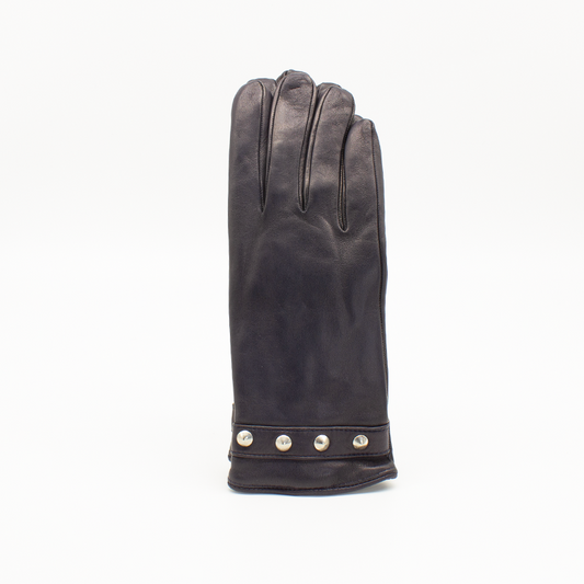 Guanto Donna in Pelle Blu con Borchie