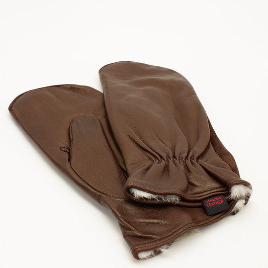 Muffole da donna in pelle color cammello