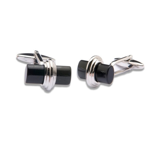 Green rectangular stone cufflinks