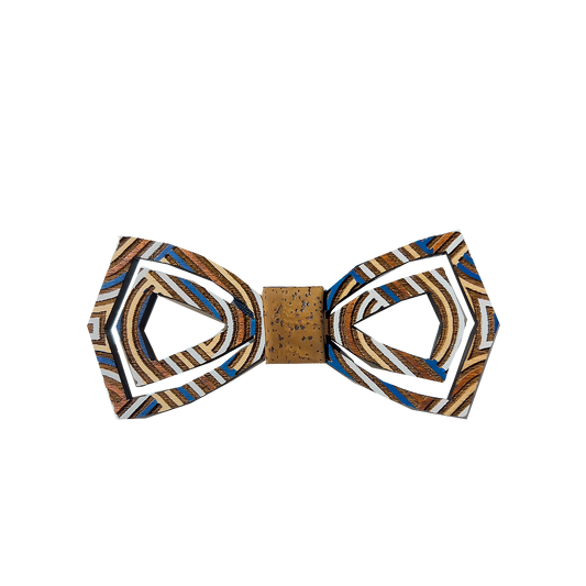 Red and Blue Polka Dot Wooden Bow Tie