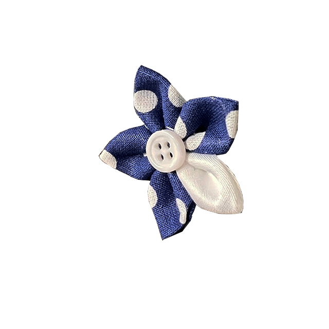 Spilla in Cotone Stampato Pois e bottone bianco - Tentazioni Verona